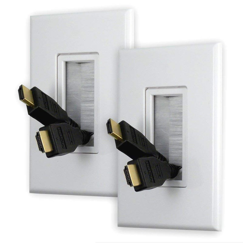PowerBridge Solutions PB-WPB-2 Cable Management Brush Wall Plate, Decora Style, Cable Pass Through, 2-Pack - Image 1